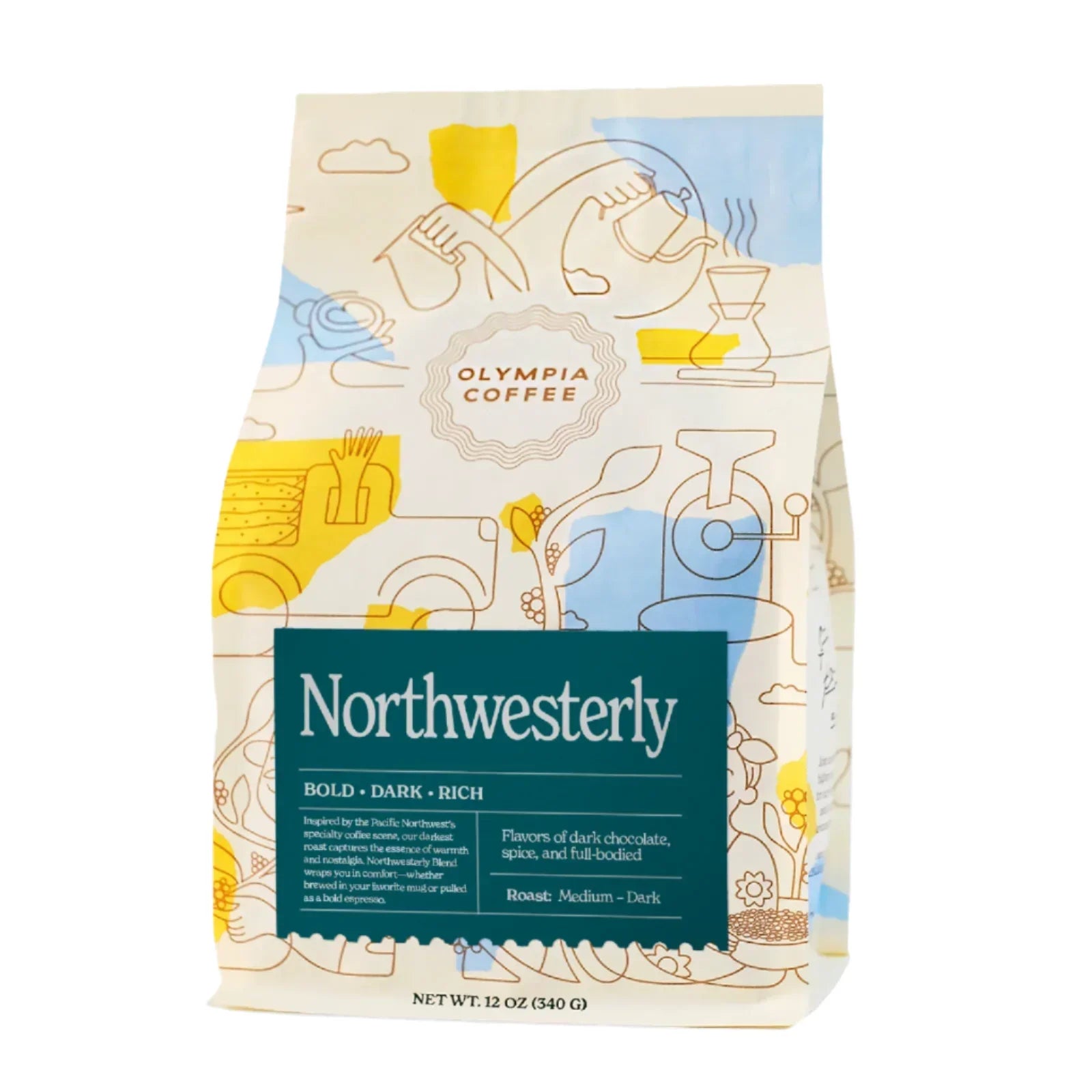 Northwesterly Blend bold dark rich coffee bag from Olympia Coffee.